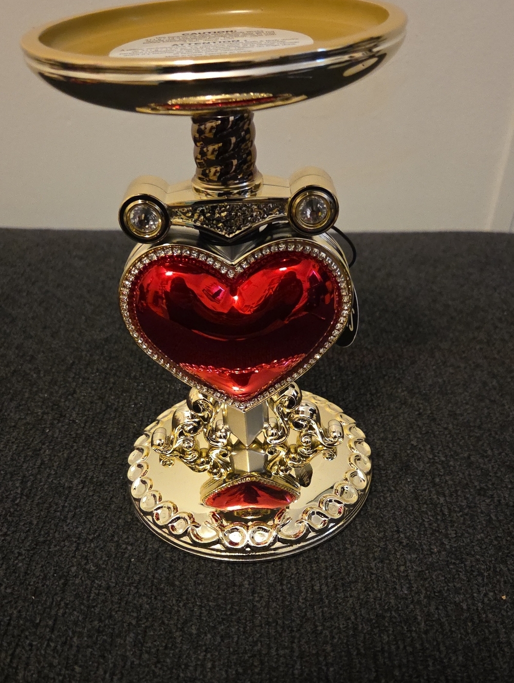 Bath & Body Works Gold Pedestal with Red Heart Accent